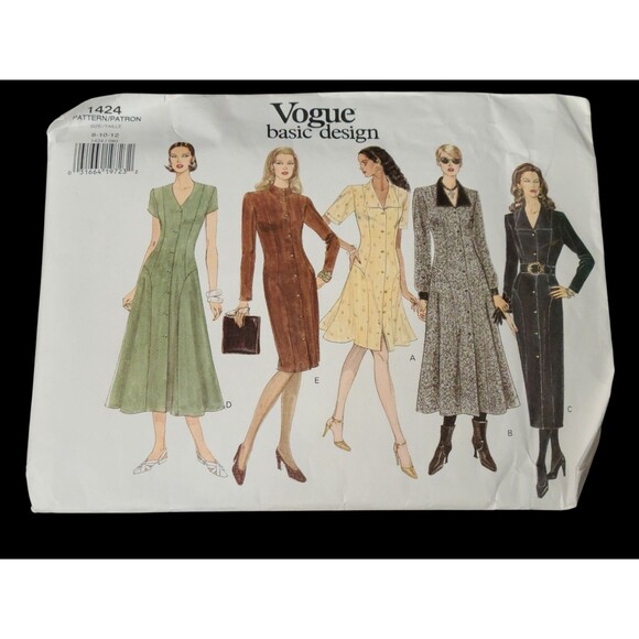 Vtg Vogue Basic Design 1424 Easy Dress in 5 Styles Misses 8-10-12 Pattern cut - Picture 1 of 6